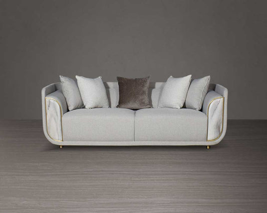 This 3 sofa set in high-quality fabric is an epitome of luxury, an astonishing piece of modern design front view