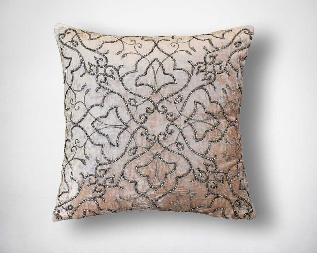 Rayon Velvet poly silk embroidered cushion.