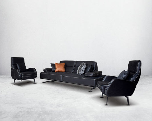 The 3+2 fabric sofa set and table comes with 4 cushions