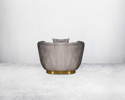 This gorgeous neo-classic 1 seater back sofa is upholstered in high-quality velvet fabric with a vertical quilted backrest that accentuates simplicity and comes with 6 beautiful cushions to compliment.