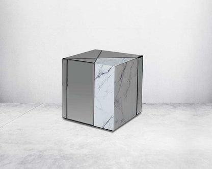 This end table stands as a piece of modern art with functionality