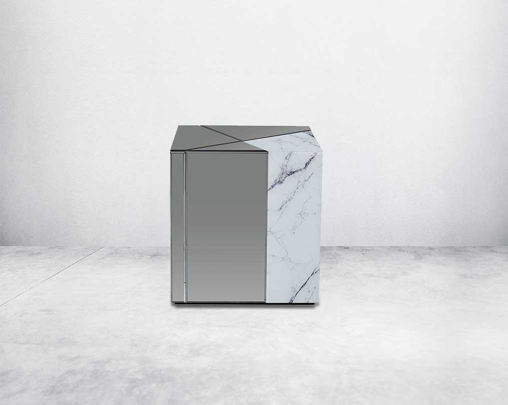 This end table stands as a piece of modern art with functionality