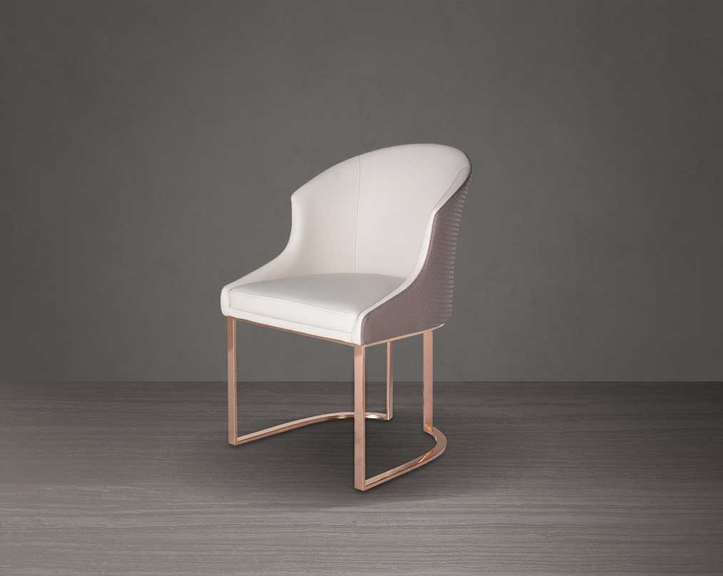 Kyle Leatherette Rosegold Dining Chair