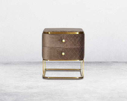 bedside table comes with 2 drawers, matt gold base with front look