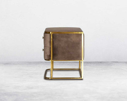 bedside table comes with 2 drawers, matt gold base side look