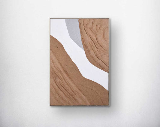 Abstract acrylic painting on canvas with gold frame perfect to enhance any modern and contemporary space