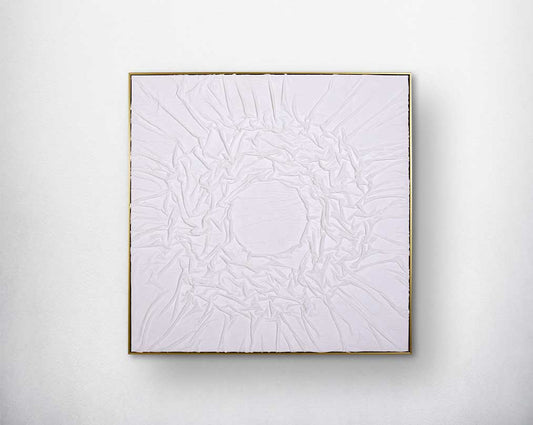 Abstract acrylic painting on canvas with gold frame perfect to enhance any modern and contemporary space.