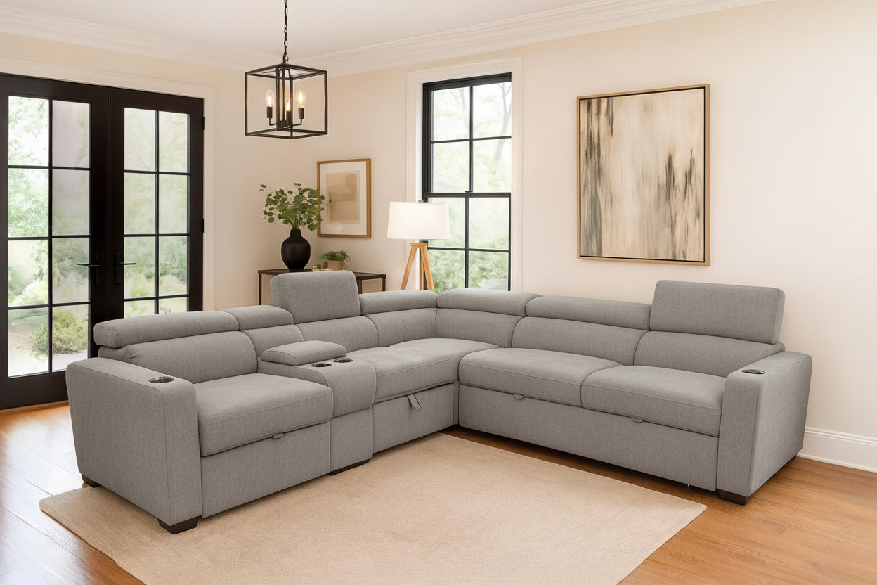 Basilio Fabric Sectional Sofa Cum Bed