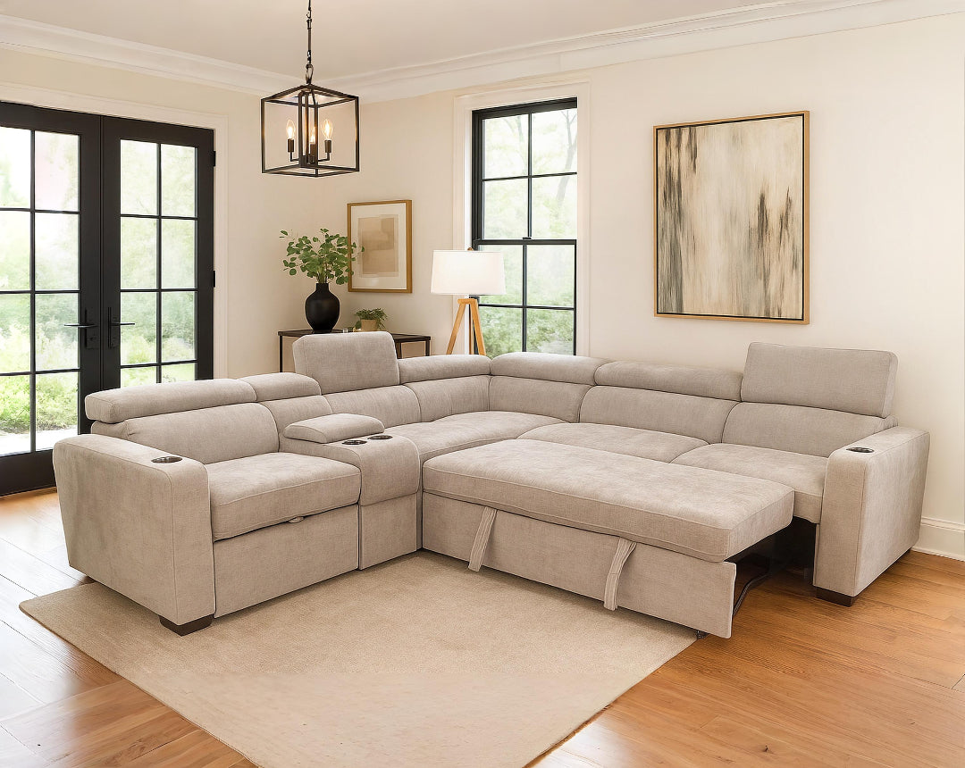 Basilio Fabric Sectional Sofa Cum Bed