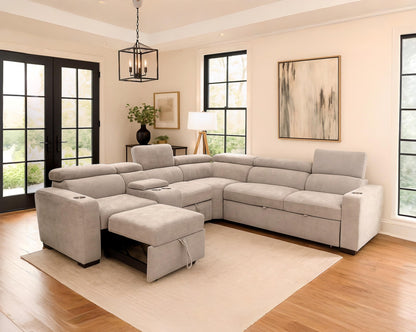 Basilio Fabric Sectional Sofa Cum Bed
