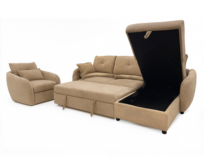 Camilo Fabric Sectional Sofa Cum Bed
