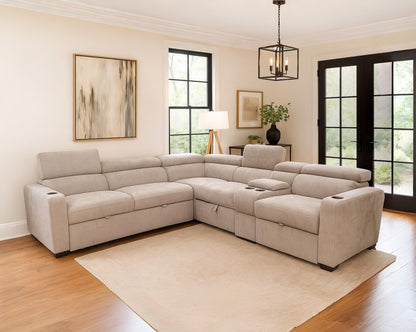 Basilio Fabric Sectional Sofa Cum Bed