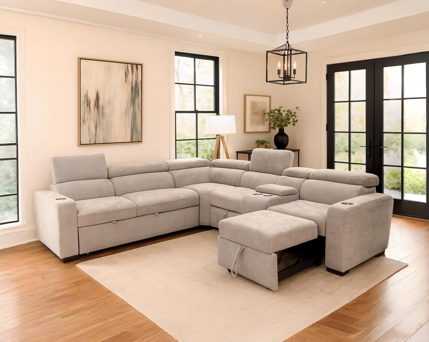 Basilio Fabric Sectional Sofa Cum Bed