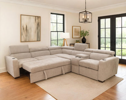 Basilio Fabric Sectional Sofa Cum Bed