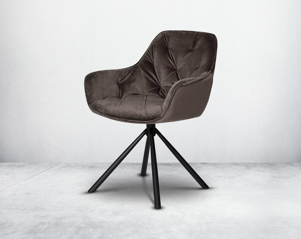 This soft, cushioned dining chair features an extraordinary contemporary design with tufted back and cushioned seat with metal legs.It is upholstered in velvet fabric which will certainly elevate the style of your space.