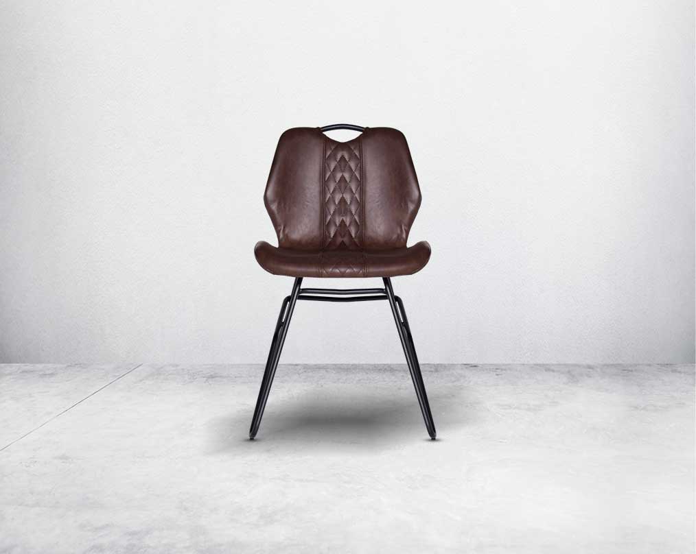 This soft, cushioned dining chair front  features an extraordinary contemporary design with tufted back and cushioned seat with metal legs