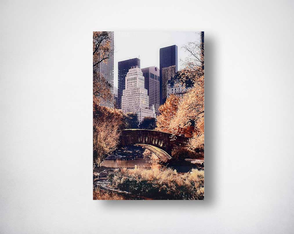 Tempered glass art with gold foil.