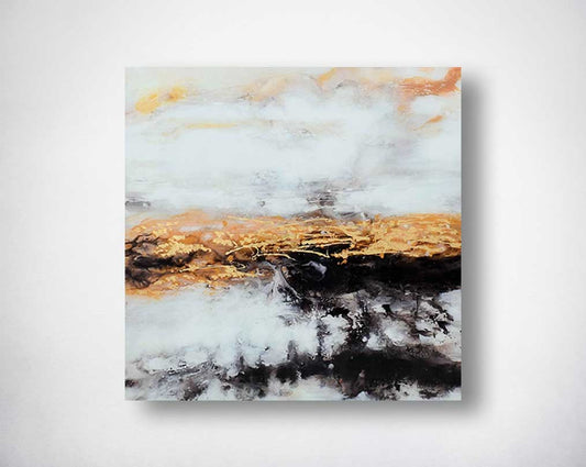 Tempered glass art with gold foil.