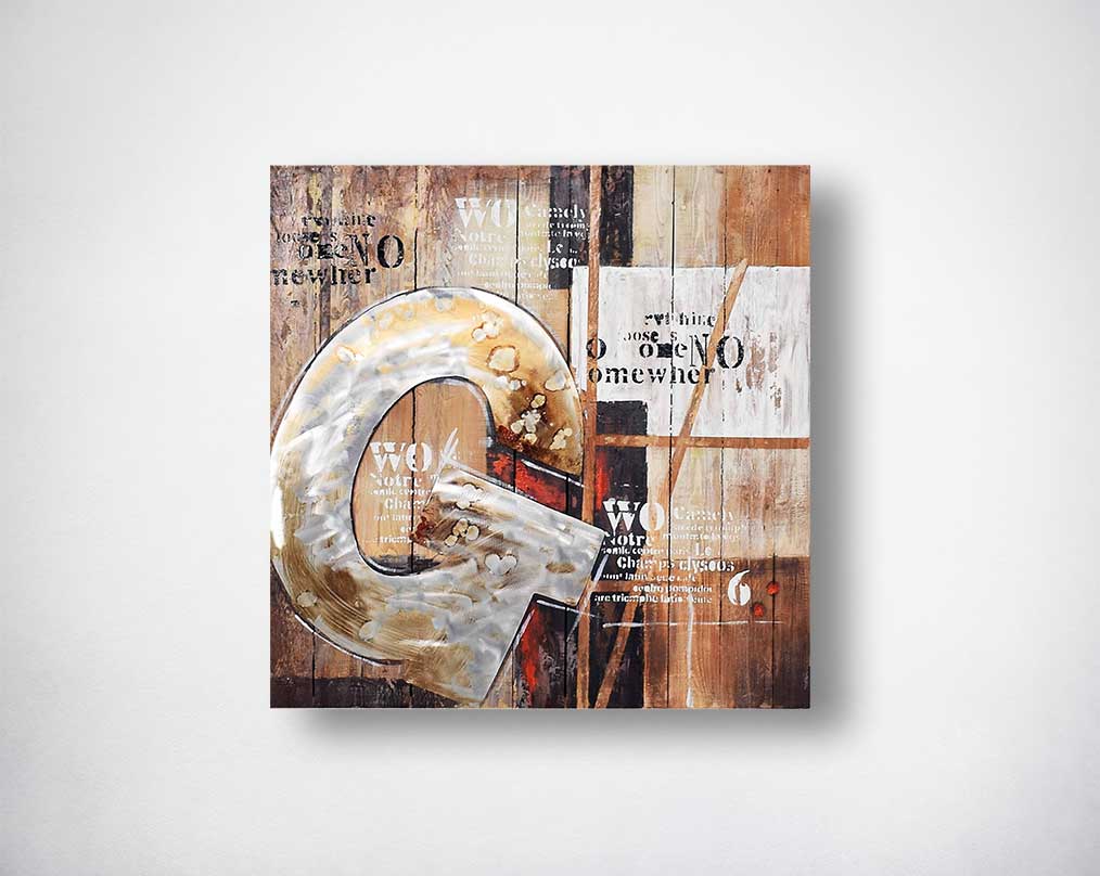 Mix media painting on wood.