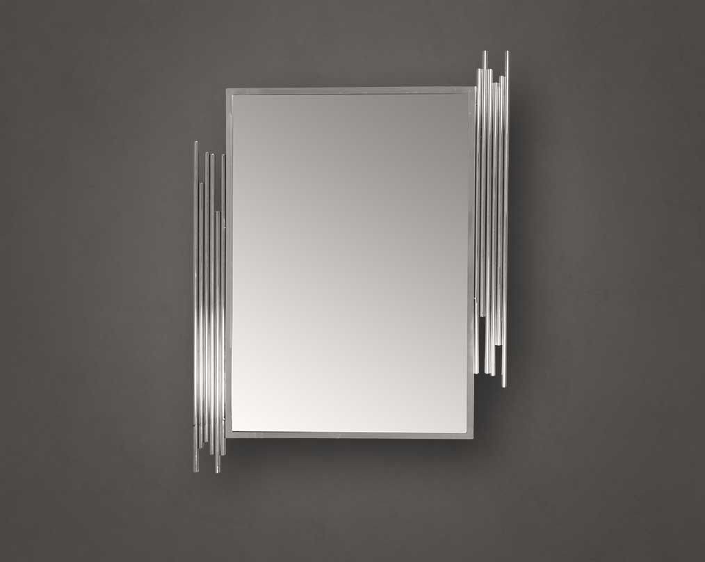 Wall mirror with stainless steel border in opulent & modern style. "