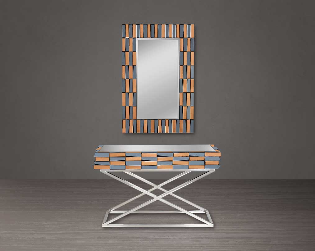 Ainara Console Table With Ainara Wall Mirror  with grey & tawny mirror