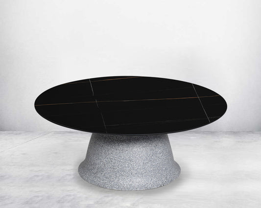 This round coffee table in sleek modern style comes with a sintered black - Small