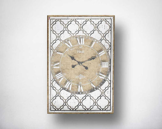 Wall Clock in antique champagne mirror finish with roman numerals.