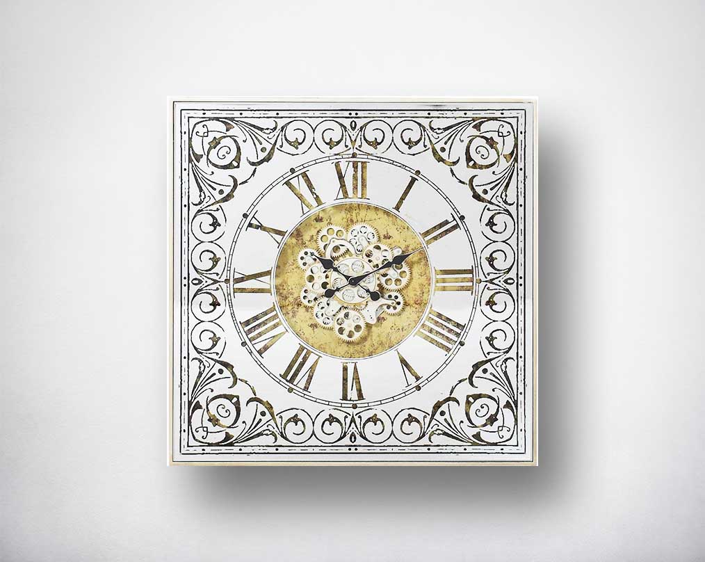 Wall Clock in antique champagne mirror finishes with roman numerals.
