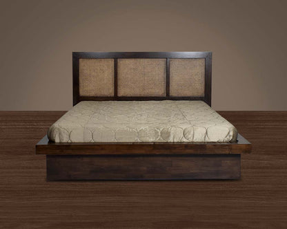 This king-size bed lends tranquility with its natural & rustic style front view