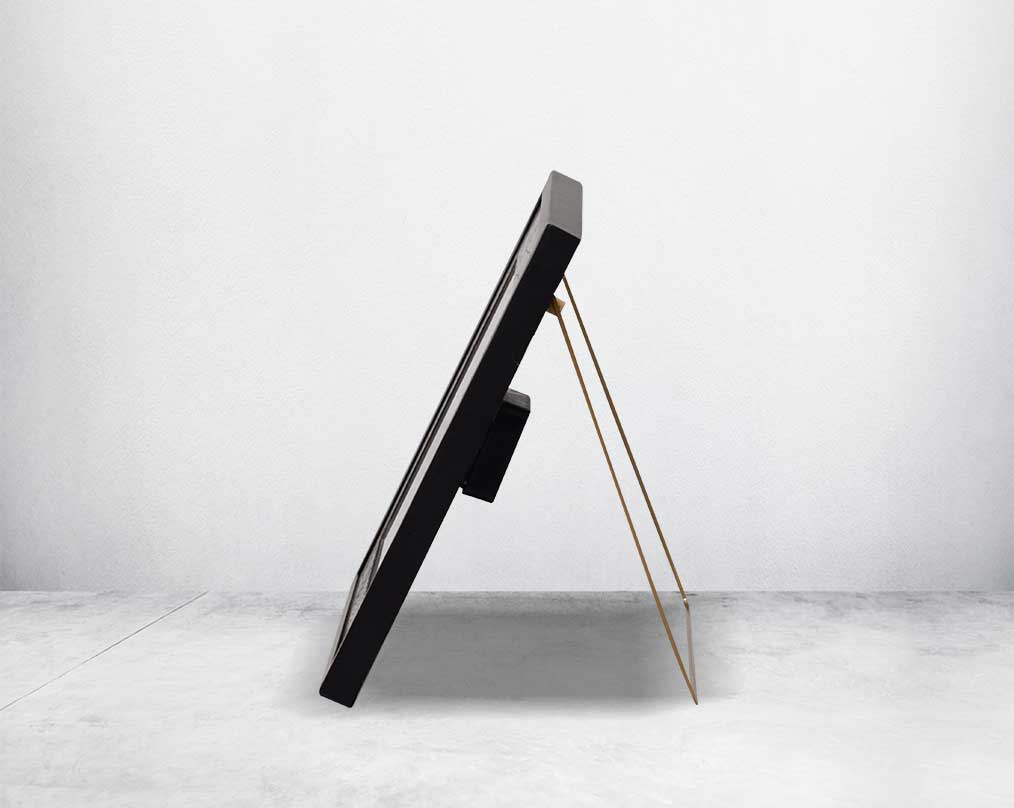 Rectangular table clock in croc etched design in matt antique brass finish & matt black frame with Roman numerals in rich contemporary design.