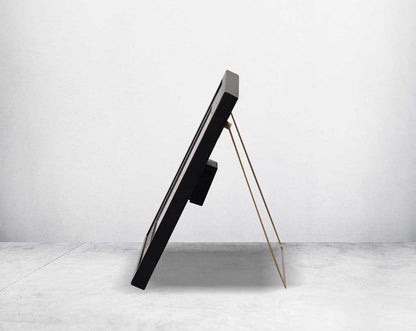 Rectangular table clock in croc etched design in matt antique brass finish & matt black frame with Roman numerals in rich contemporary design.