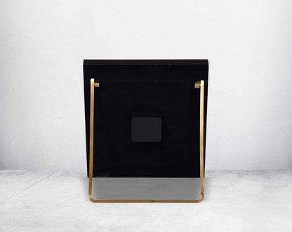 Rectangular table clock in back with croc etched design in matt antique brass finish & matt black frame with Roman numerals in rich contemporary design.