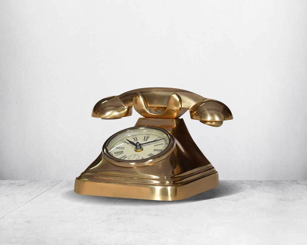  luxury Alano Table Clock with a telephone table clock with brass in an antique matt finish
