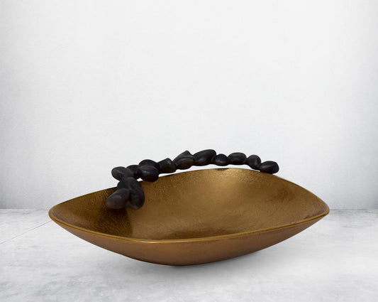 This aluminium platter finished in gold & grey brings a rich contemporary look to your living or dining room small