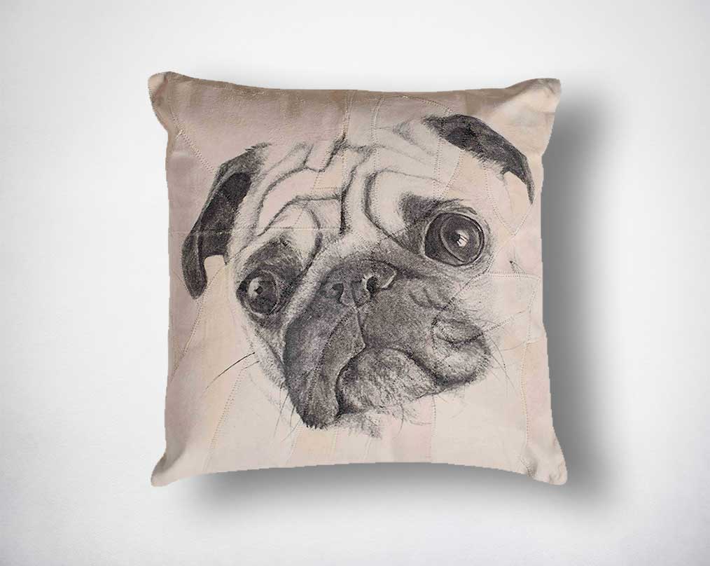 Printed Suede leather cushion in contemporary & trendy design.