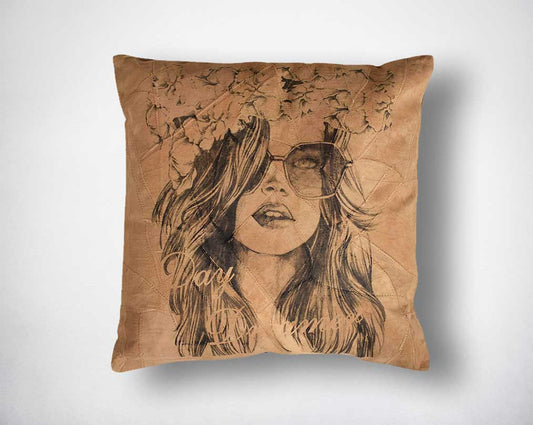 Printed Suede leather cushion in contemporary & trendy design.