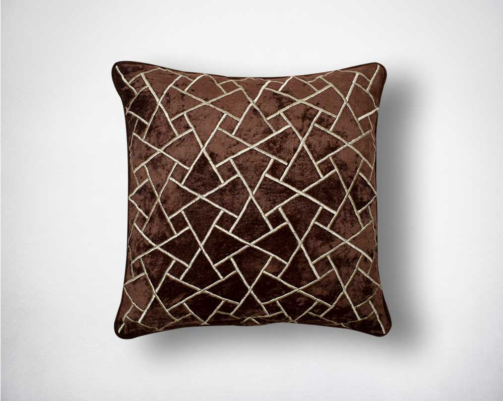 Antique gold rayon velvet & poly silk embroidered cushion.