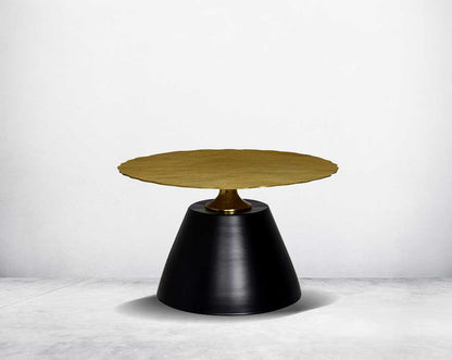This round coffee & end table set comes with an antique gold top and black aluminium conical base. This table exudes style & sophistication for any living area