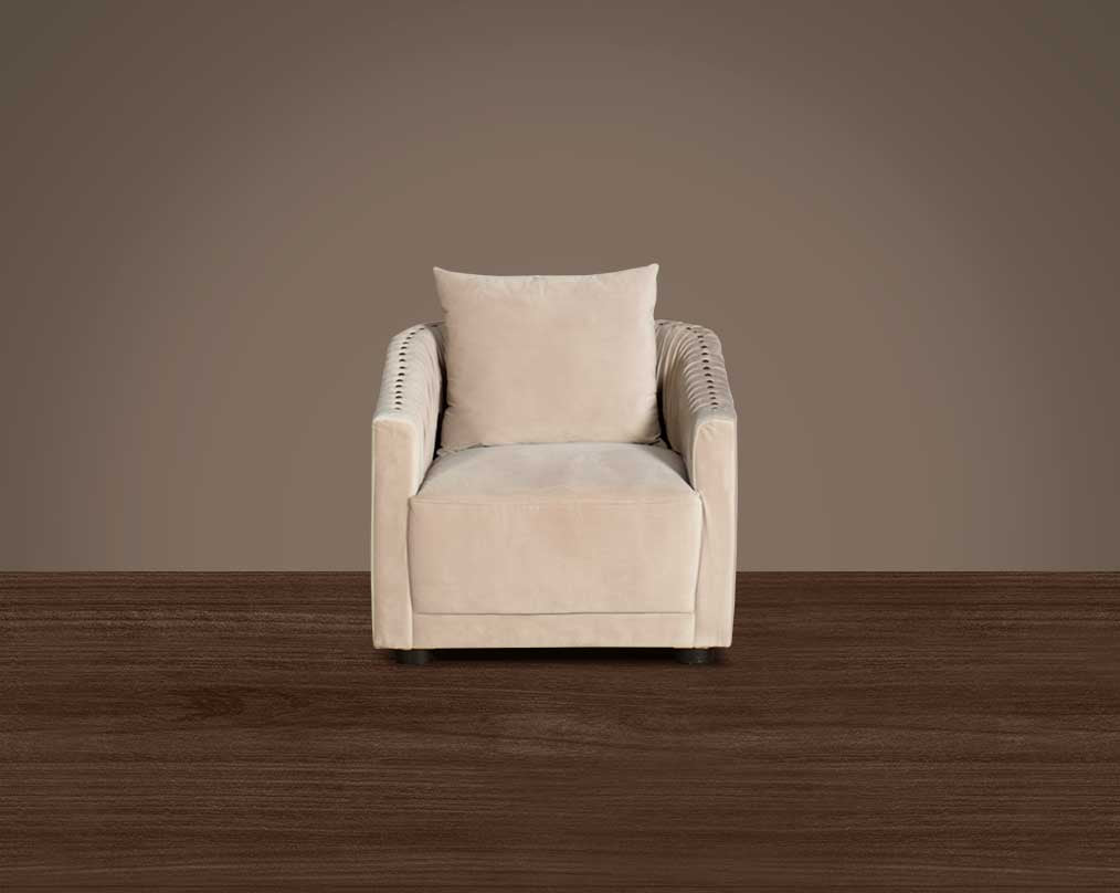 This 1 sofa front with  is a sensory experience of luxurious relaxation and esoteric design The wooden base varnished in dark brown legs accentuates the décor with subtle elements.