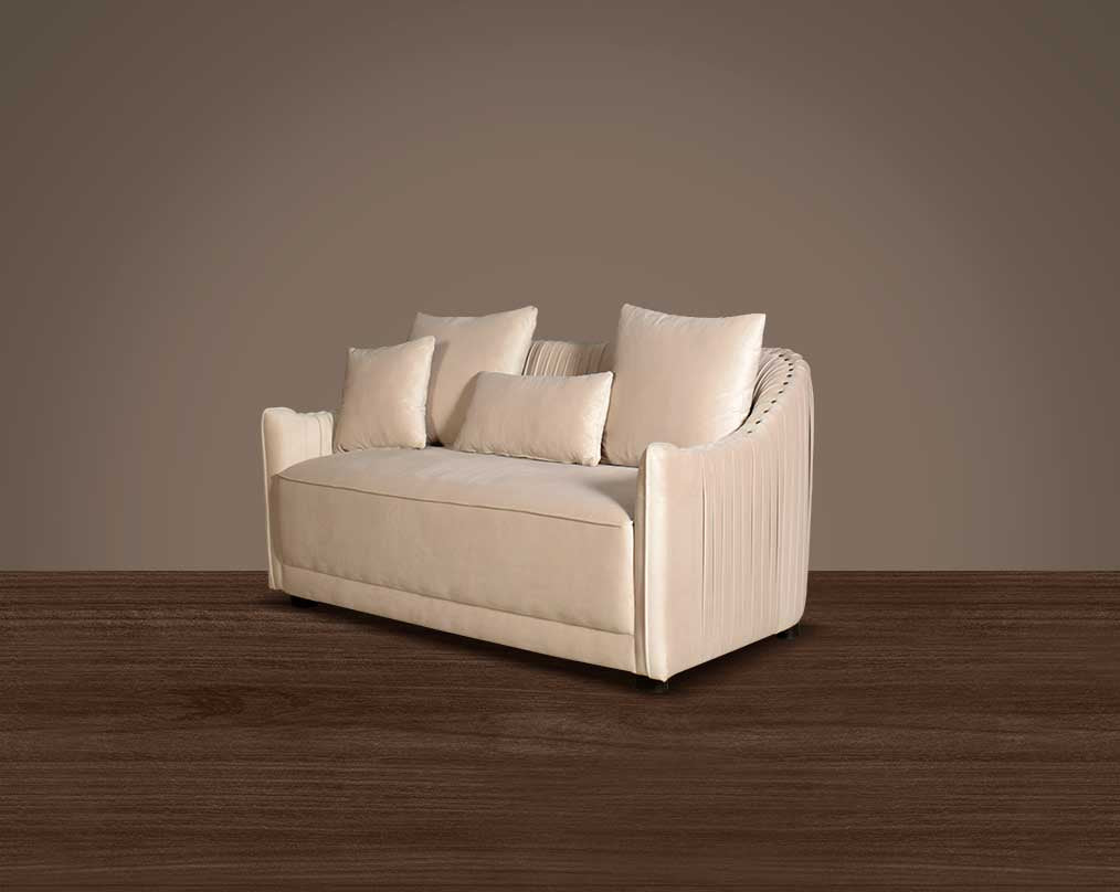 This 2 sofa is a sensory experience of luxurious relaxation and esoteric design. With a curvilinear silhouette, it features rich fabric upholstery on wooden frame conjuring the right sensations of comfort and inevitable luxury.