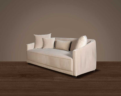 This 3 sofa  is a sensory experience of luxurious relaxation and esoteric design. With a curvilinear silhouette, it features rich fabric upholstery on wooden frame conjuring the right sensations of comfort and inevitable luxury.