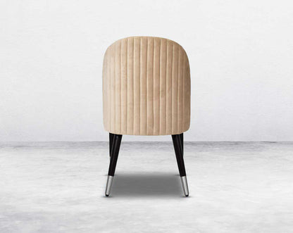"Minimalistically designed chair with wooden legs for enhanced durability back view 
