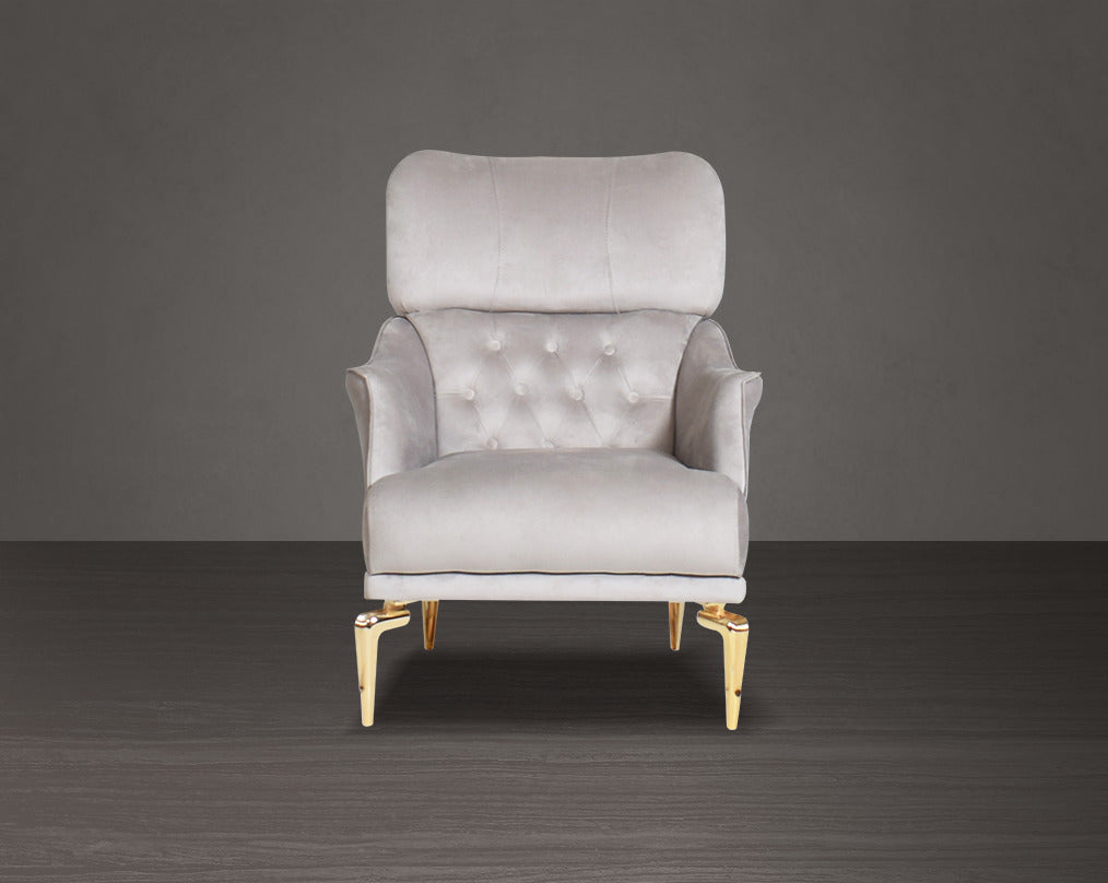 1 seater sofa upholstered in fabric with tufted back & sides in modern classic design. The backrest is reversible which creates more sitting space