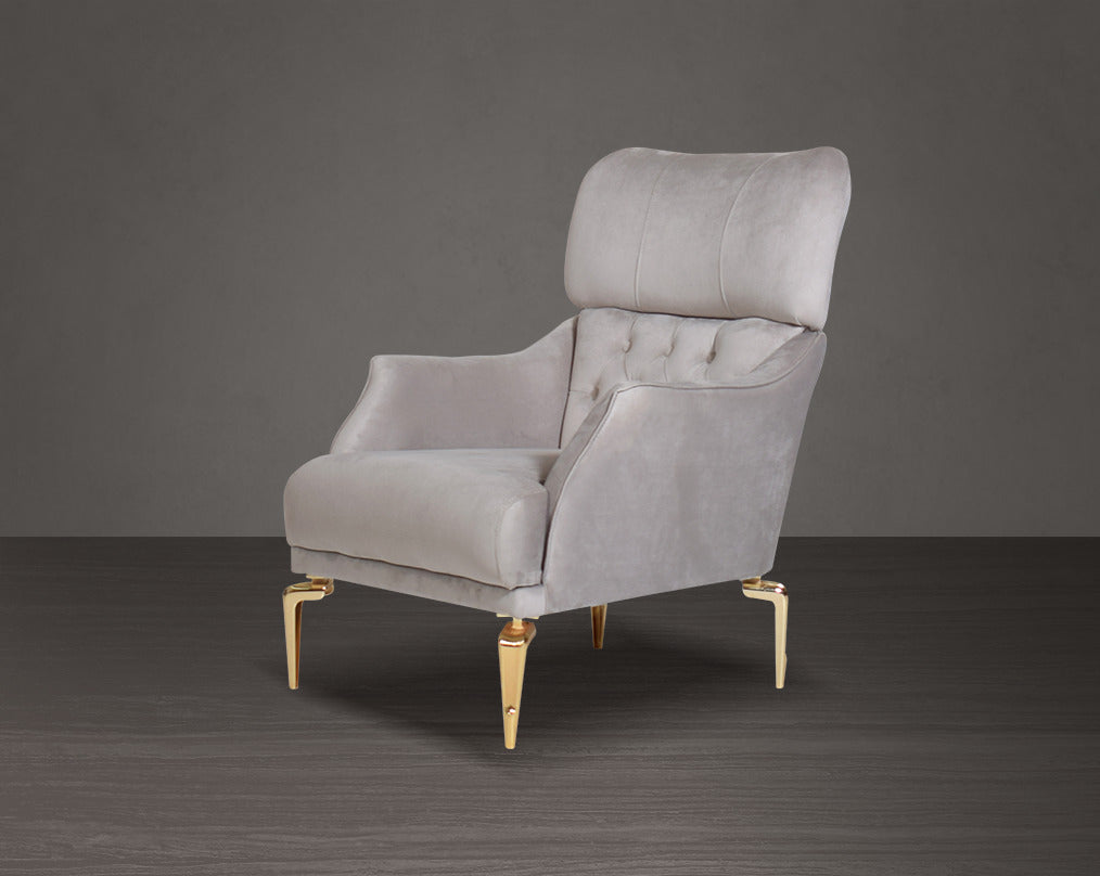 1 seater sofa upholstered in fabric with tufted back & sides in modern classic design. The backrest is reversible which creates more sitting space