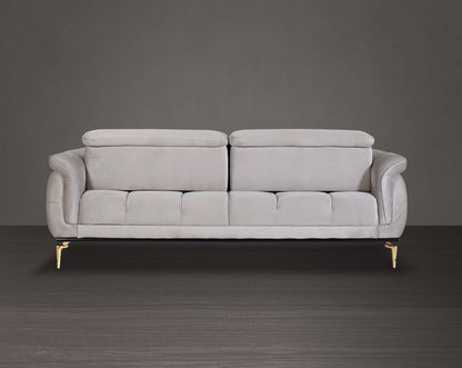 2 seater sofa upholstered in fabric with tufted back & sides in modern classic design. The backrest is reversible which creates more sitting space