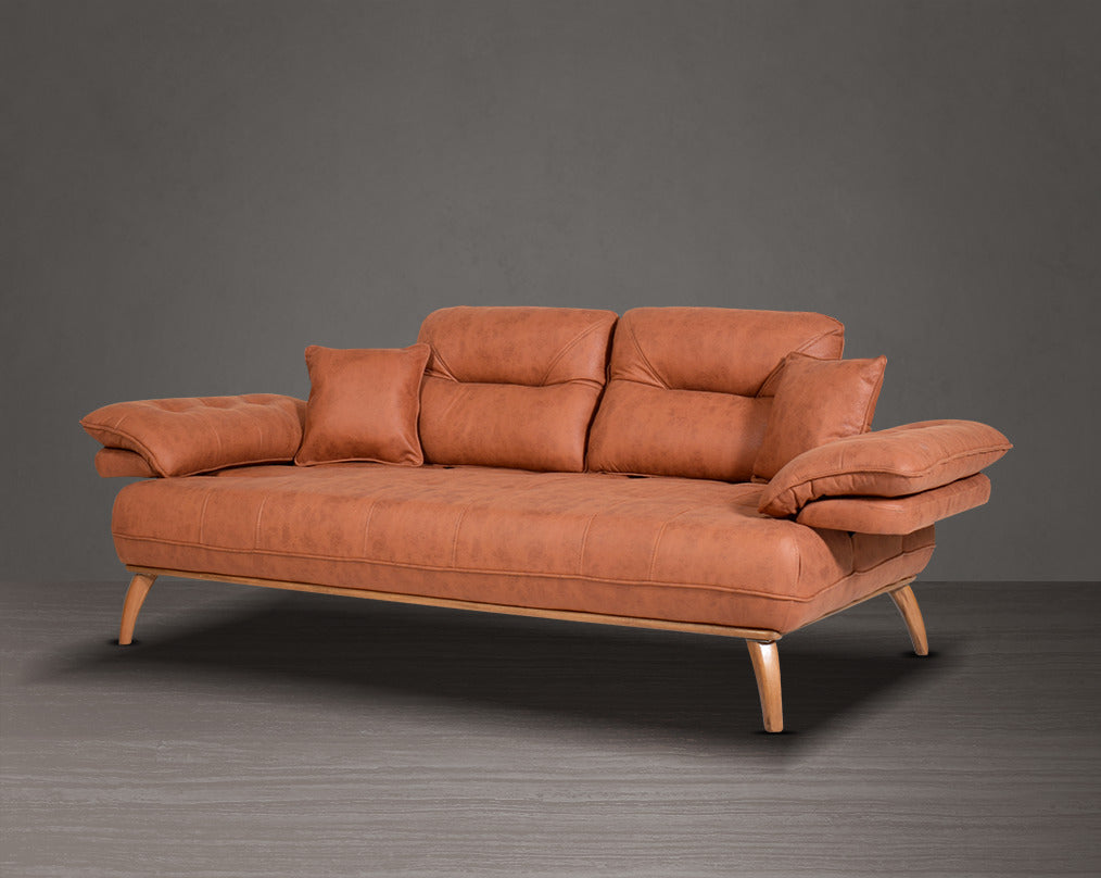 2 seater sofa upholstered in fabric in modern classic design with 2 cushions