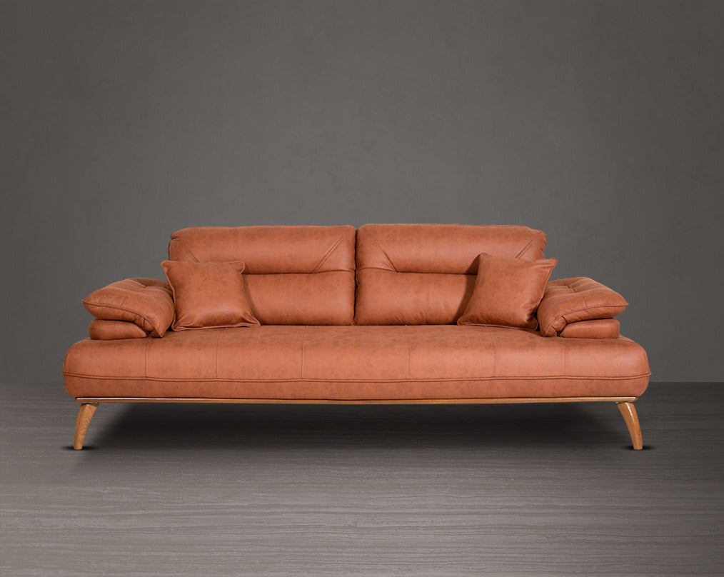 3 seater sofa upholstered in fabric in modern classic design with 2 cushions