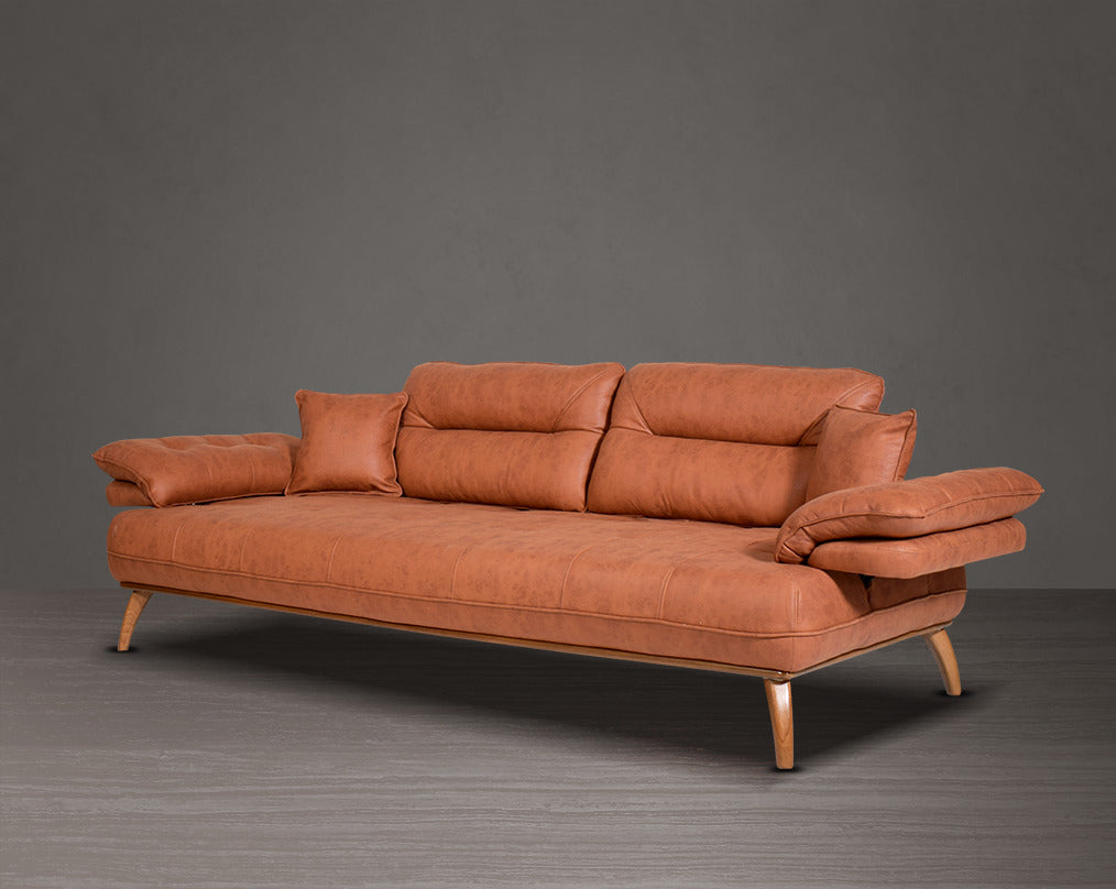 3 seater sofa upholstered in fabric in modern classic design with 2 cushions