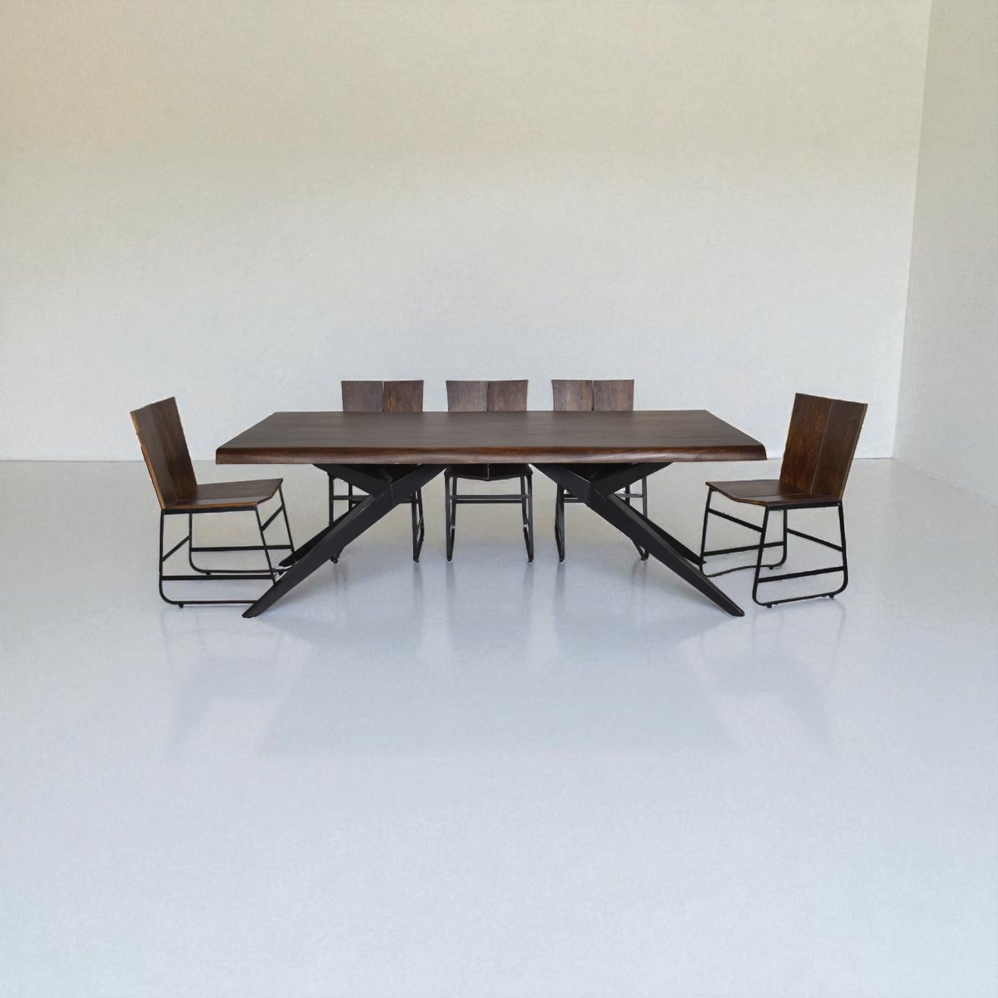Dining table with four chairs in a minimalistic room
