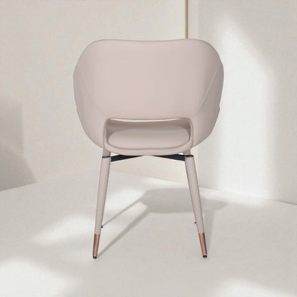 Beige chair with metallic legs on a white background